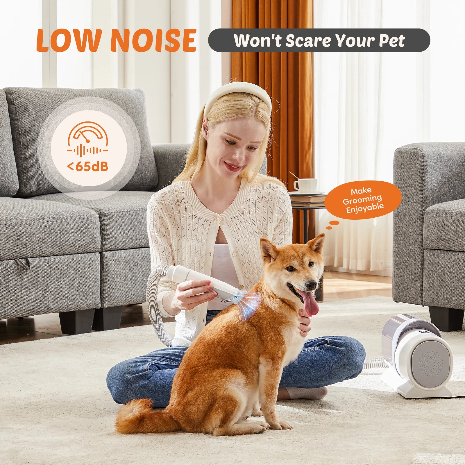 2.5L Pet Grooming Vacuum Kit – 3 Suction Modes, 5 Tools & Low-Noise Cordless Clippers