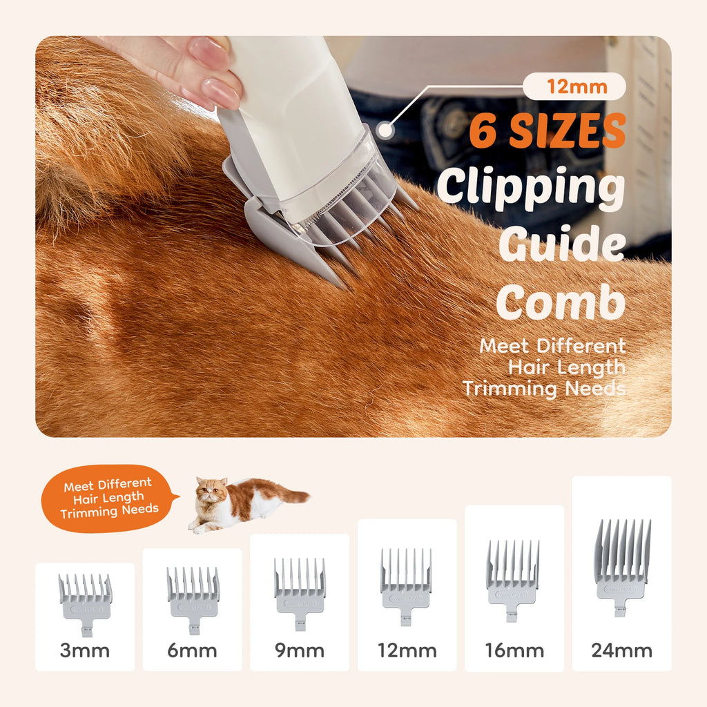 2.5L Pet Grooming Vacuum Kit – 3 Suction Modes, 5 Tools & Low-Noise Cordless Clippers