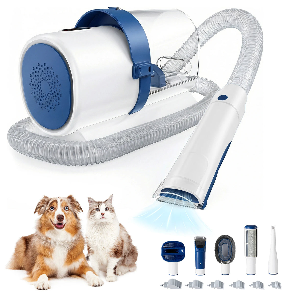 2.5L Pet Grooming Vacuum Kit – 3 Suction Modes, 5 Tools & Low-Noise Cordless Clippers